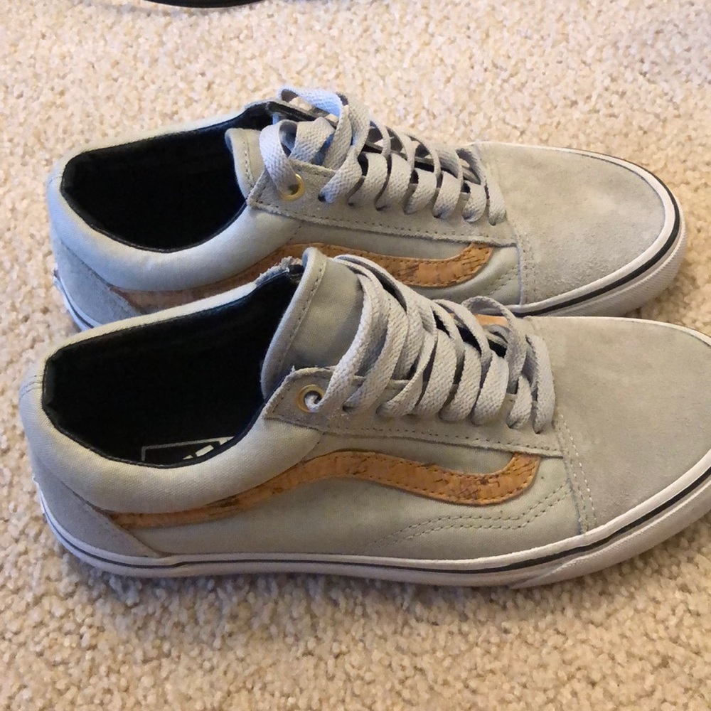 Vans Old Skool Gray Cork Board Stripe Classic Womens size 8 Mens size 6.5